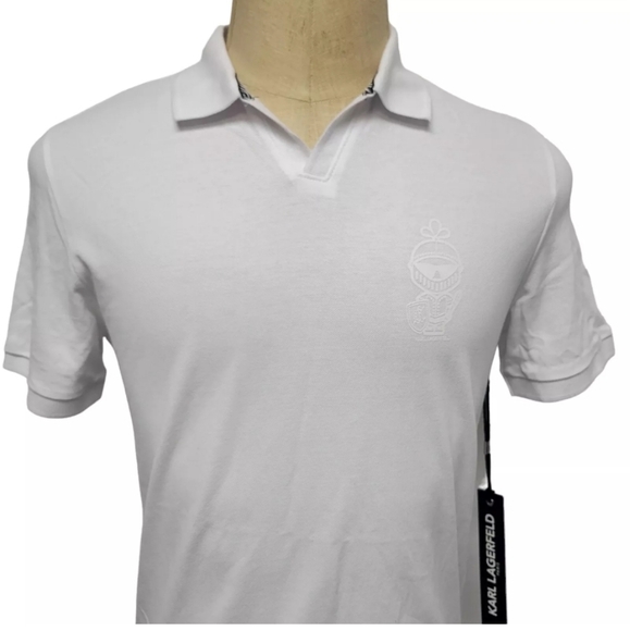 Karl Lagerfeld Paris Johnny Collar Knight Pique Polo - Picture 2 of 3